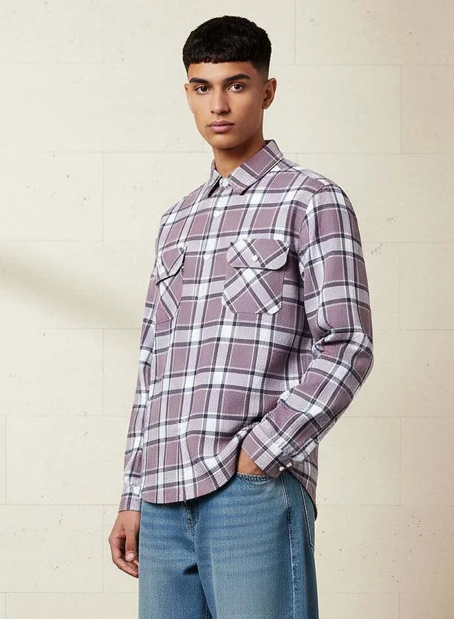 Lee Cooper Lee Cooper Men Regular Fit Collared Checked Long Sleeves Shirt